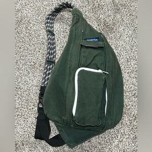 KAVU Original Rope Sling Bag Green Canvas Crossbody Backpack